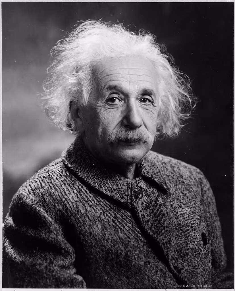 Black-and-white portrait of Albert Einstein photographed by Orren Jack Turner in 1947